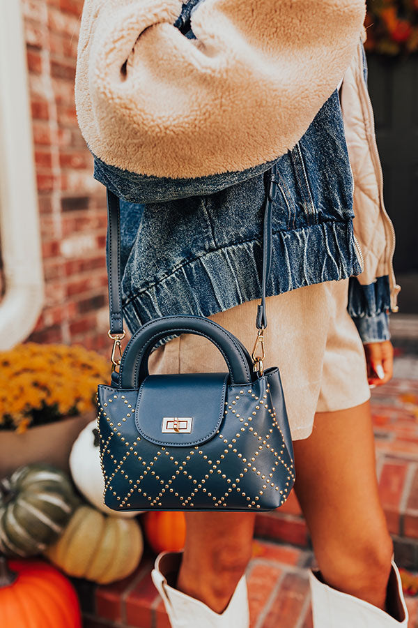 Couture Classic Faux Leather Purse in Navy