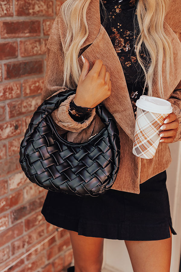 Vogue Views Faux Leather Woven Purse in Black