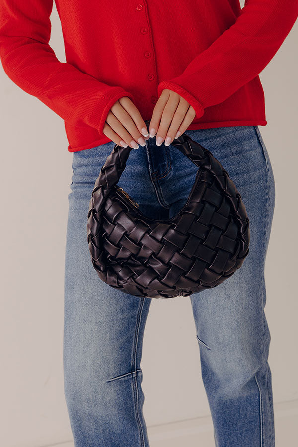 Vogue Views Faux Leather Woven Purse in Black