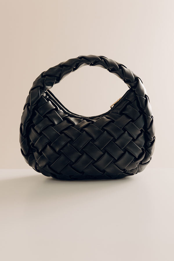 Vogue Views Faux Leather Woven Purse in Black