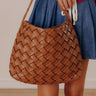 Chic Cityscape Faux Leather Woven Tote in Brown Image - 1
