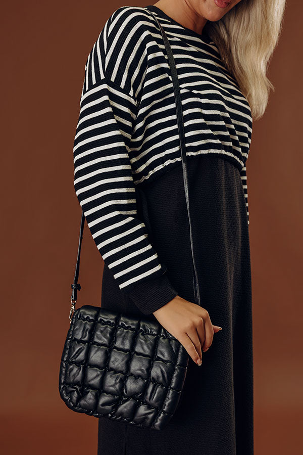Park Avenue Cutie Faux Leather Quilted Purse in Black