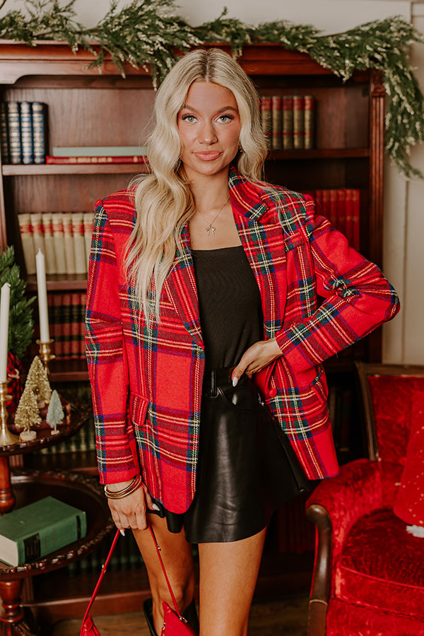 Cheerful Smile Plaid Blazer   