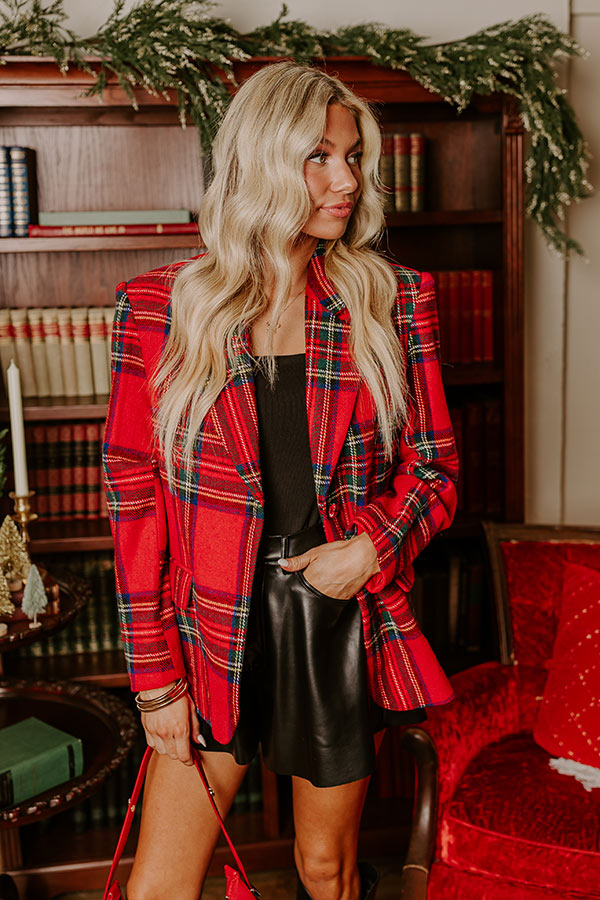 Cheerful Smile Plaid Blazer   