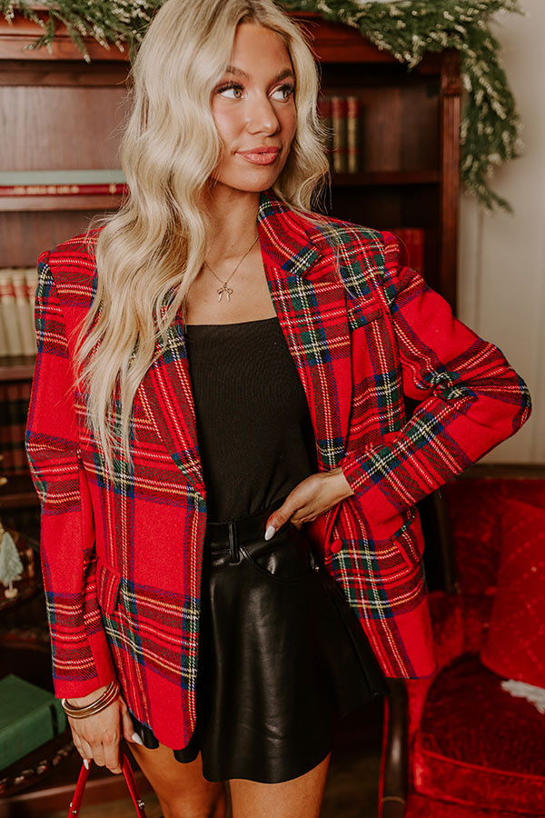 Cheerful Smile Plaid Blazer   