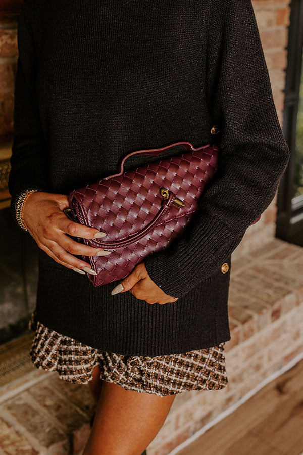 Exclusive Party Faux Leather Woven Purse in Windsor Wine