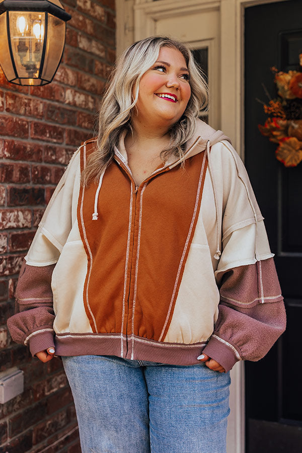 Fall Hike Color Block Sweater in Brown Curves