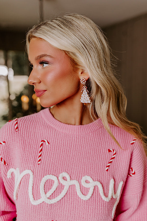 Oh Christmas Tree Earrings in White