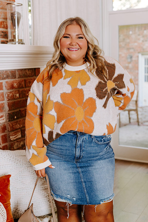 Falling For You Knit Floral Sweater Curves