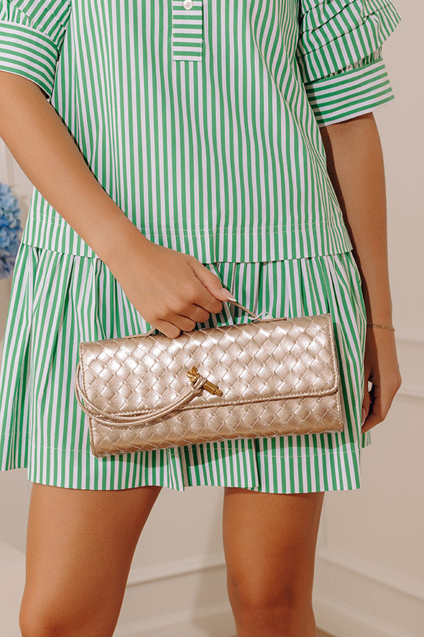 Exclusive Party Woven Metallic Purse in Gold Image - 1