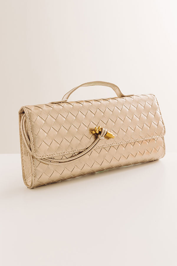 Exclusive Party Woven Metallic Purse in Gold Image - 2