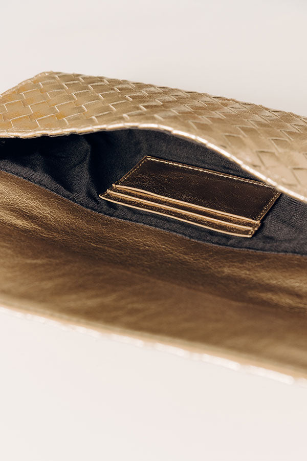Exclusive Party Woven Metallic Purse in Gold Image - 3