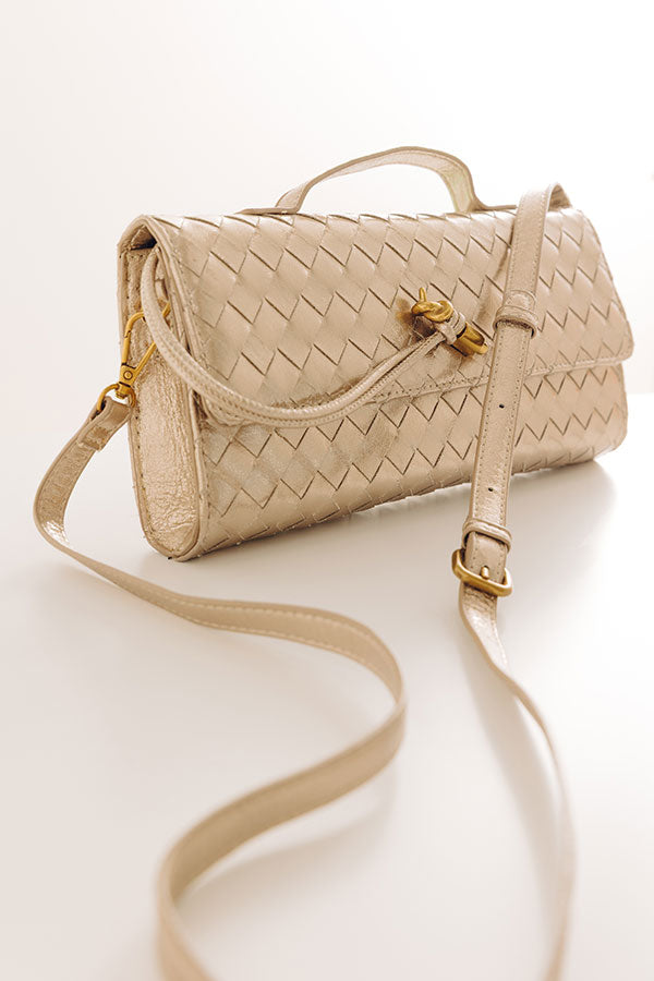Exclusive Party Woven Metallic Purse in Gold Image - 4