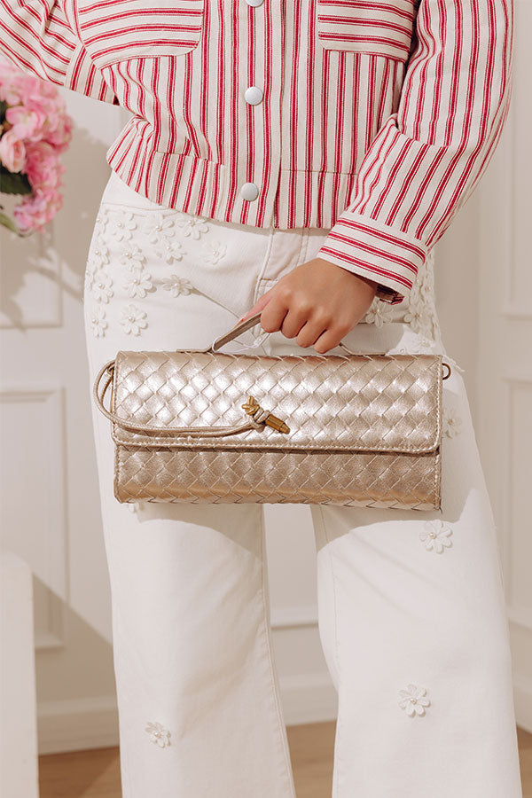 Exclusive Party Woven Metallic Purse in Gold