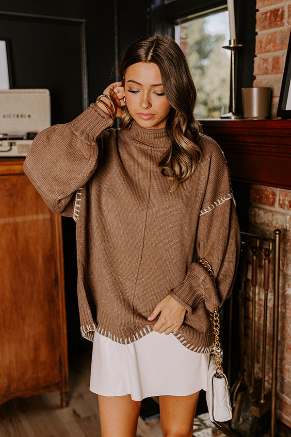 Cuddle Season Knit Sweater in Mocha