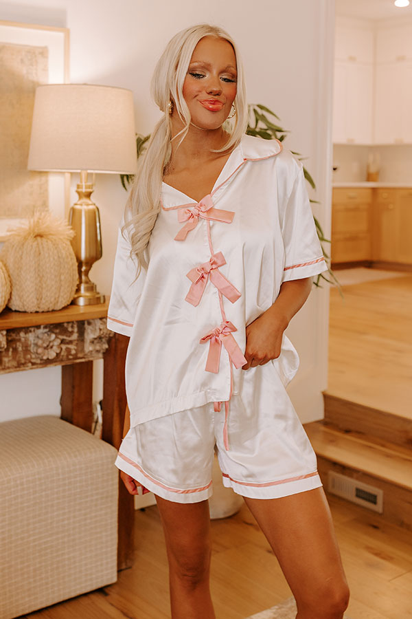 Sweet Dreams Satin Pajama Top in Ivory