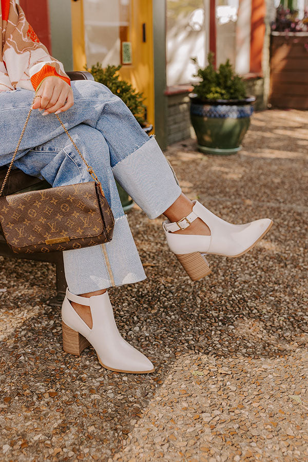 The Madelyn Faux Leather Bootie in Ivory