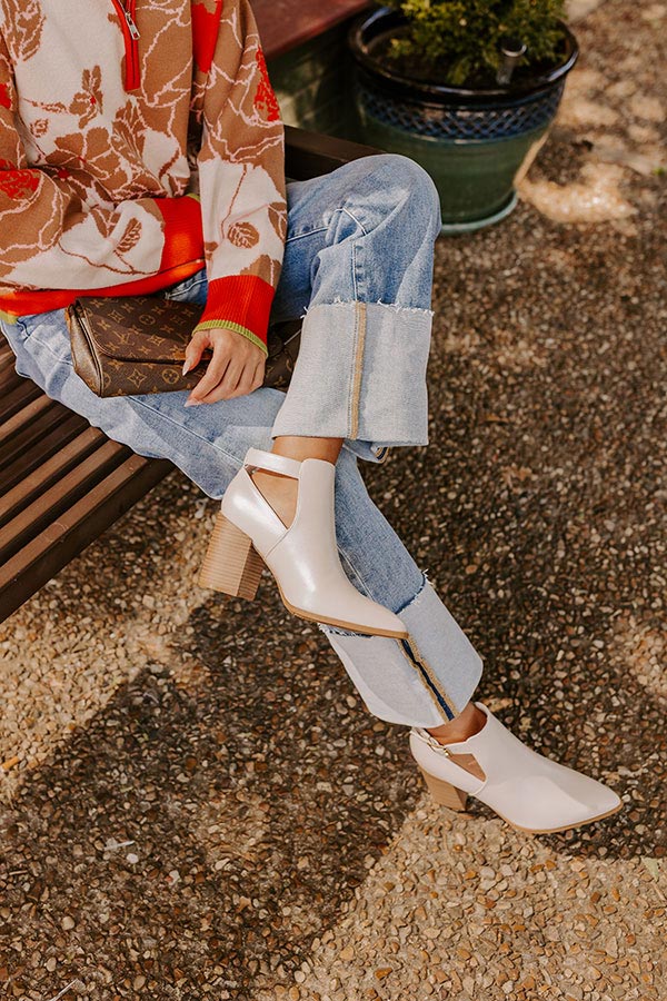 The Madelyn Faux Leather Bootie in Ivory