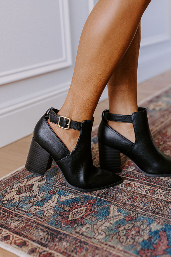 The Madelyn Faux Leather Bootie in Black