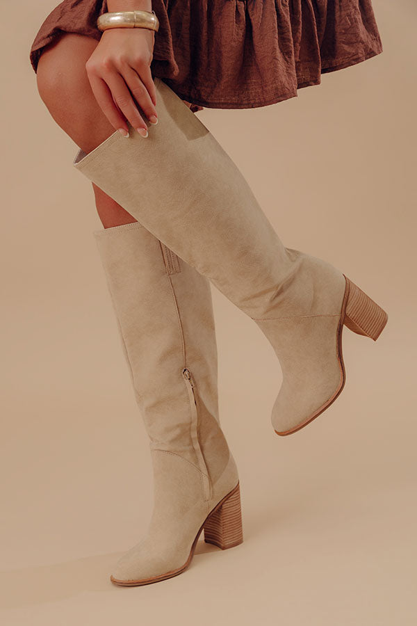 The Shiloh Faux Nubuck Knee High Boot In Khaki