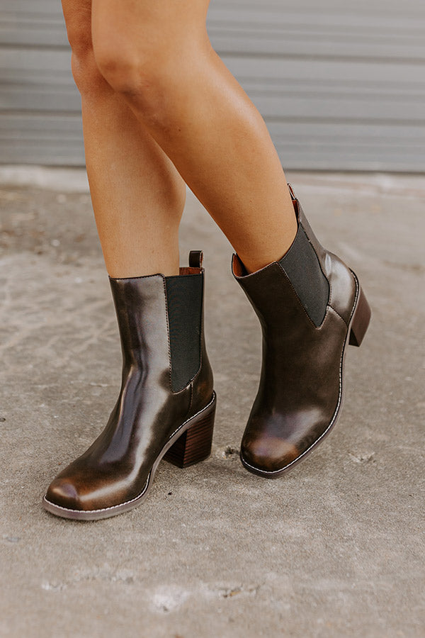 The Autumn Faux Leather Bootie in Chestnut