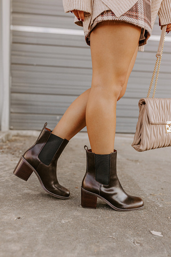 The Autumn Faux Leather Bootie in Chestnut