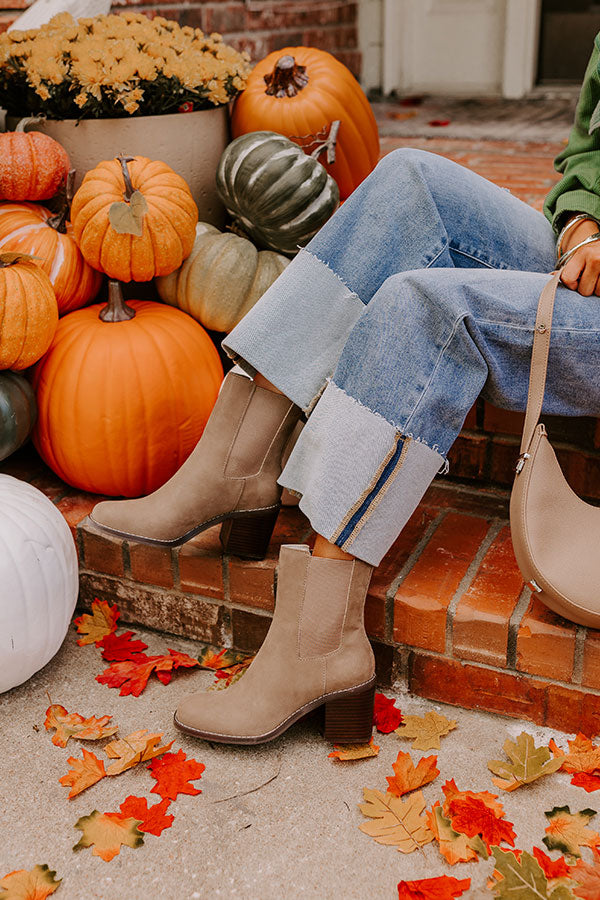 The Autumn Faux Nubuck Bootie in Taupe