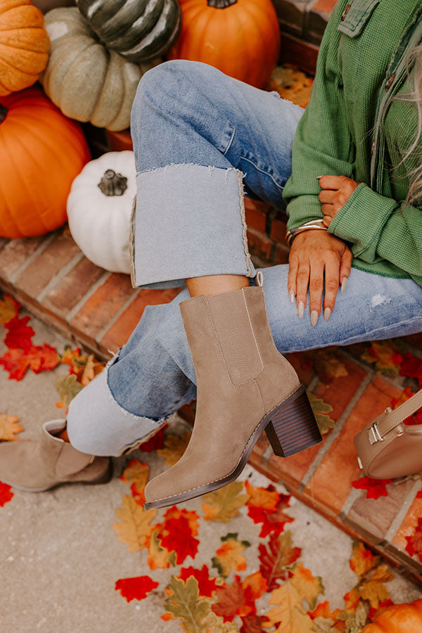 The Autumn Faux Nubuck Bootie in Taupe