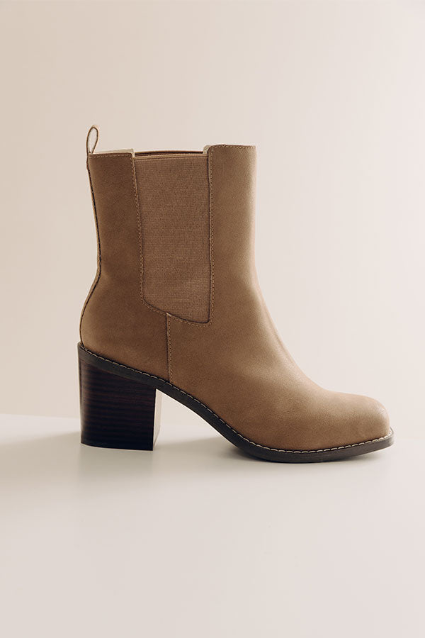 The Autumn Faux Nubuck Bootie in Taupe