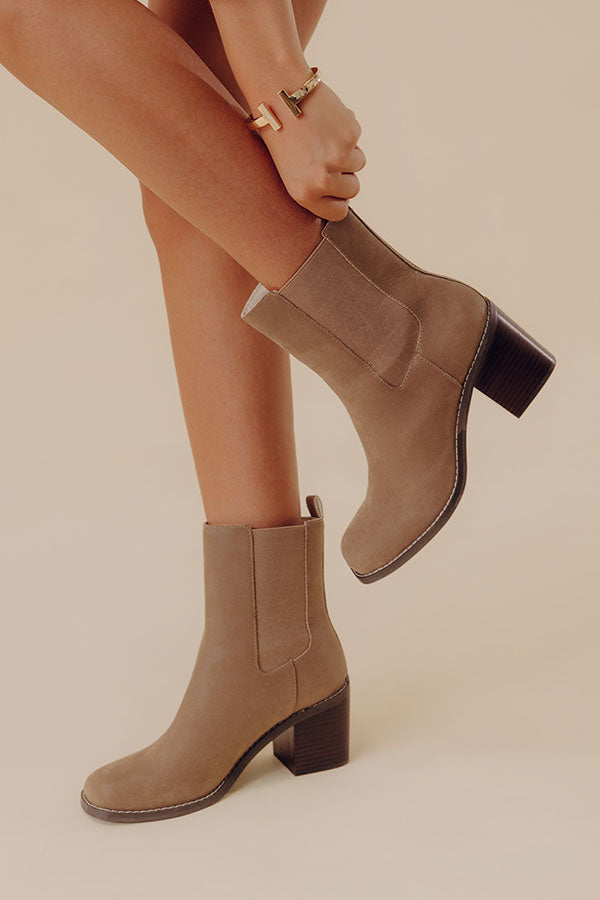 The Autumn Faux Nubuck Bootie in Taupe