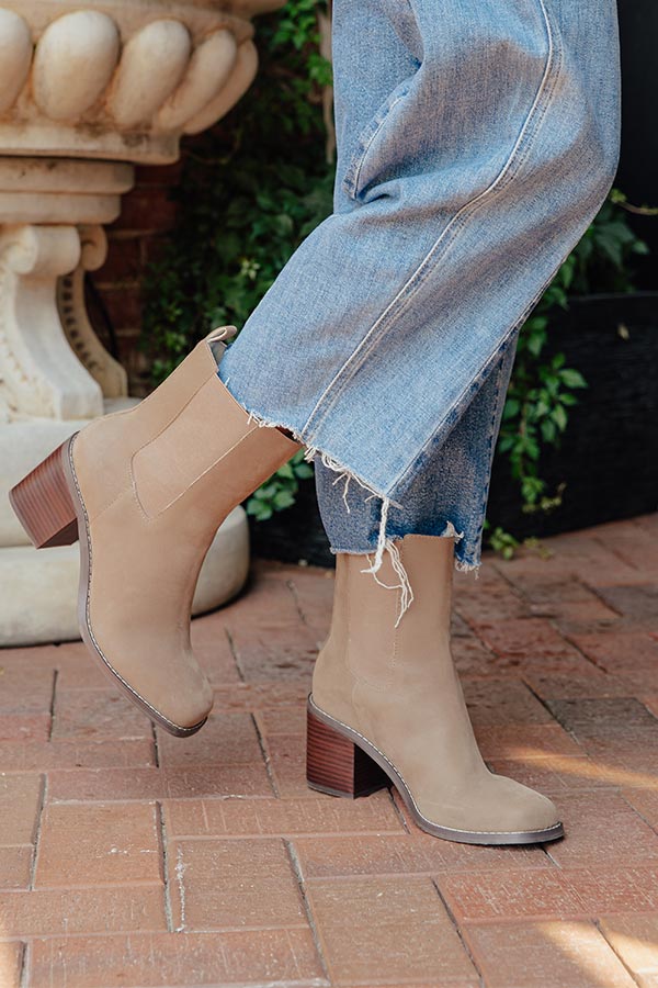 The Autumn Faux Nubuck Bootie in Taupe