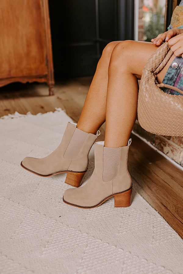 The Autumn Faux Nubuck Bootie in Iced Latte