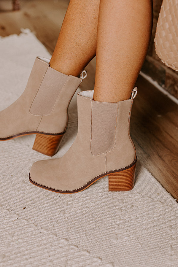 The Autumn Faux Nubuck Bootie in Iced Latte