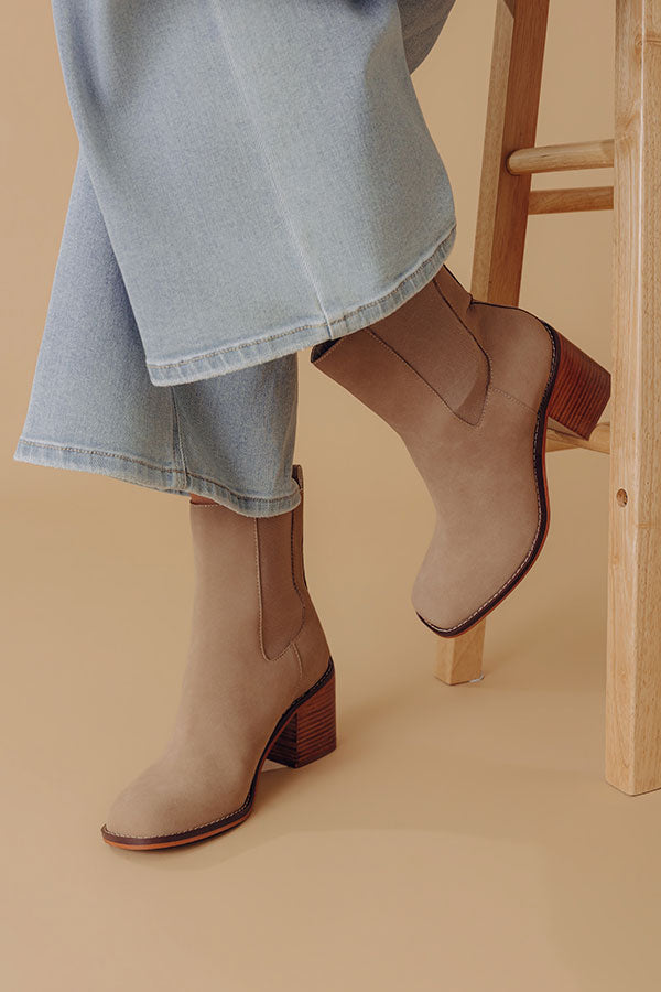 The Autumn Faux Nubuck Bootie in Iced Latte Image - 1