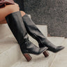 The Shiloh Faux Leather Knee High Boot In Black Image - 1