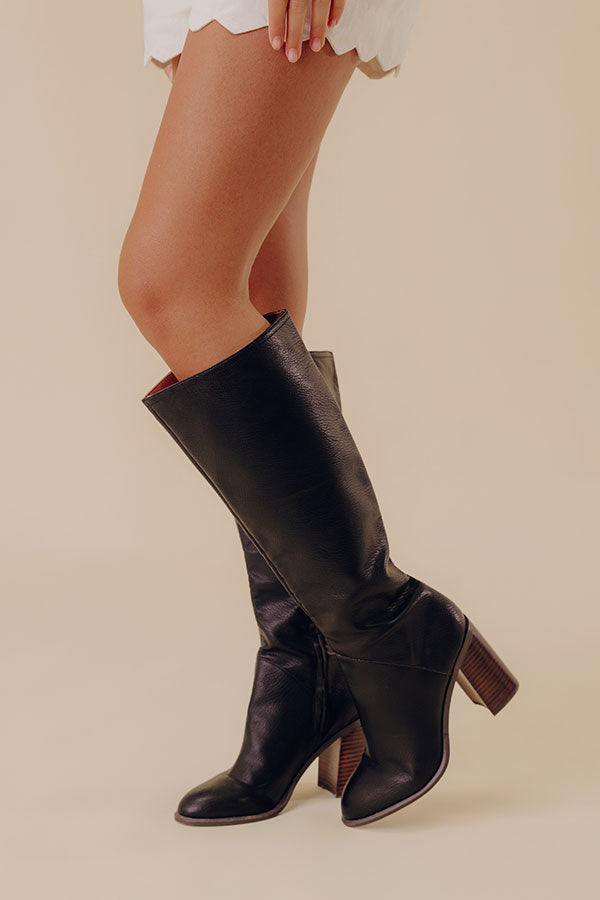 The Shiloh Faux Leather Knee High Boot In Black