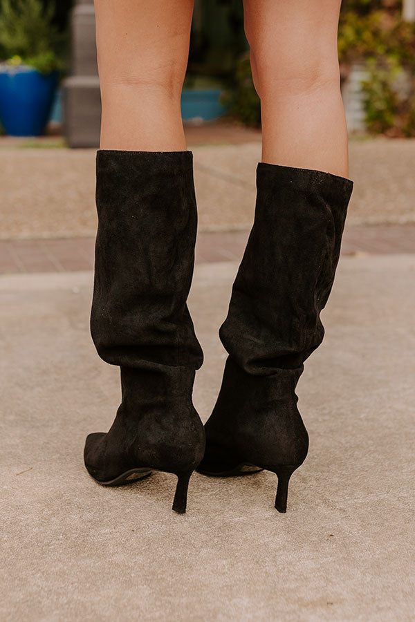 The Sadie Faux Suede Boot in Black