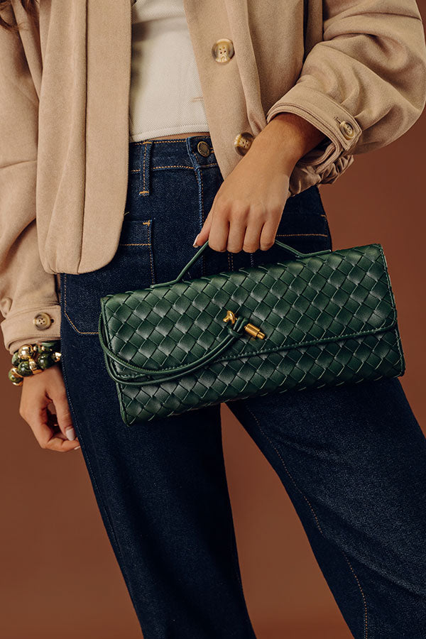 Exclusive Party Faux Leather Woven Purse in Forest Image - 1