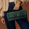 Exclusive Party Faux Leather Woven Purse in Forest Image - 1