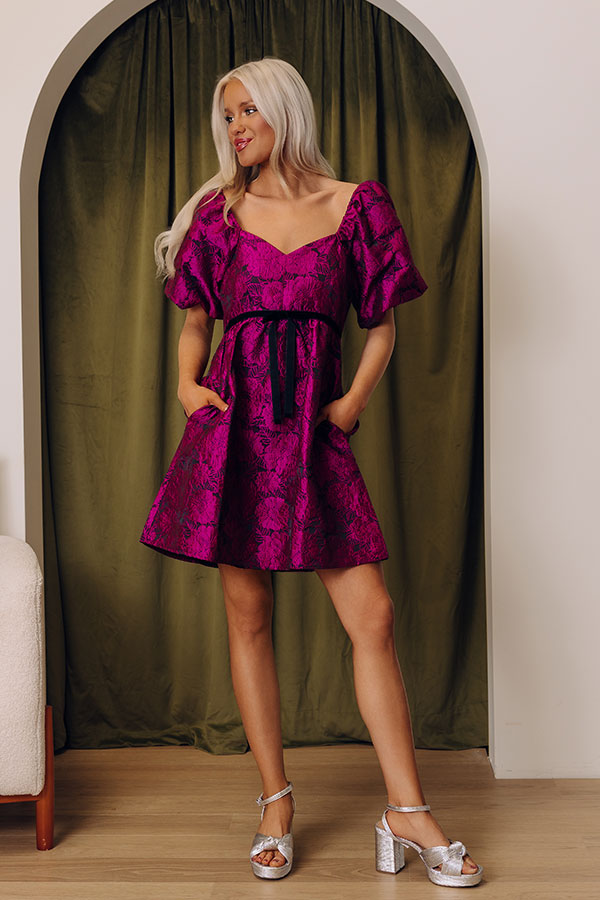 Posh Mindset Floral Jacquard Mini Dress Image - 2