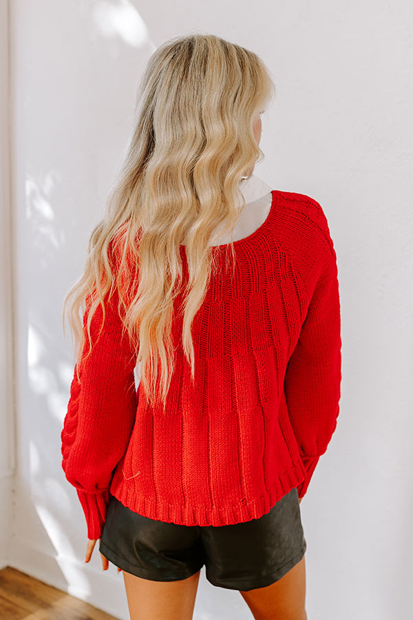 Cabin Parkway Cable Knit Sweater in Red