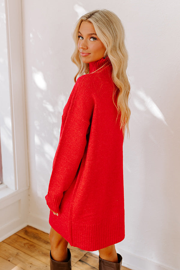 Oh So Cozy Knit Sweater Dress in Red