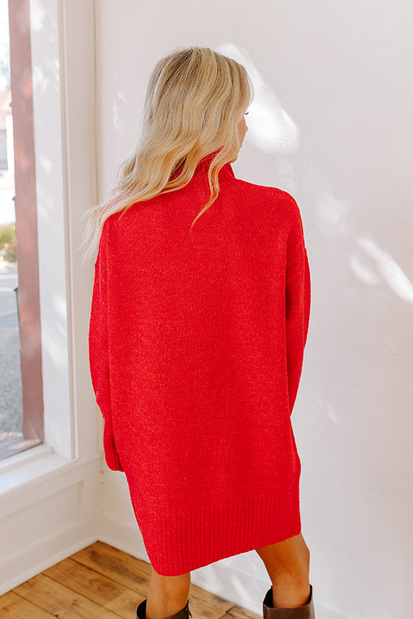 Oh So Cozy Knit Sweater Dress in Red