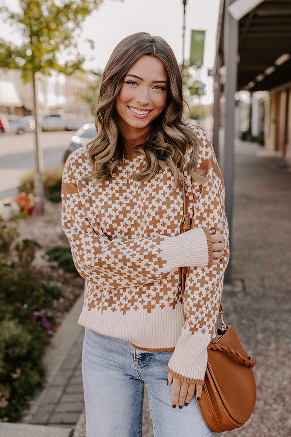 Chalet Chic Knit Sweater in Camel