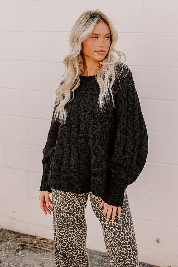 Cabin Parkway Cable Knit Sweater in Black