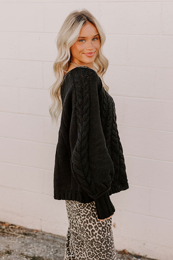 Cabin Parkway Cable Knit Sweater in Black