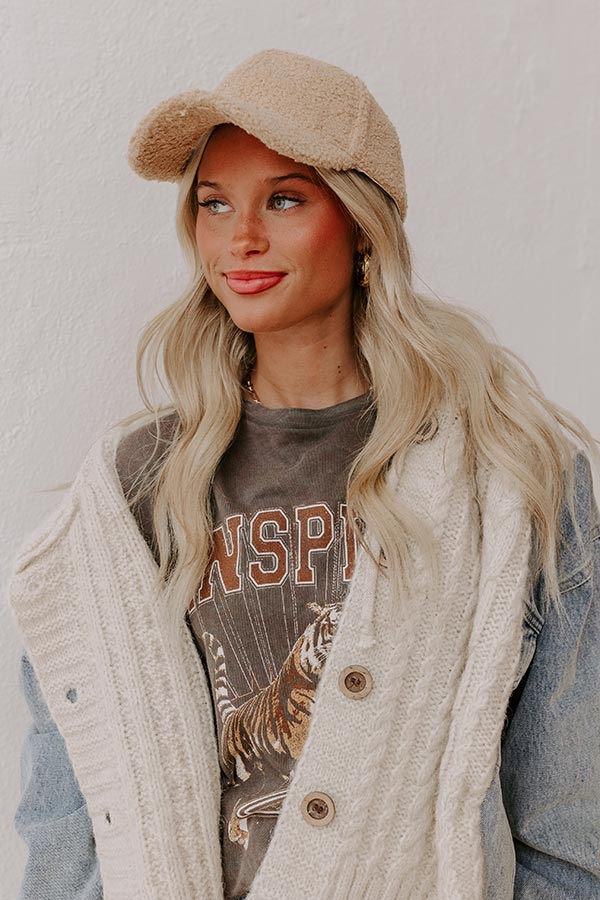 Easy To Style Sherpa Baseball Cap in Iced Latte