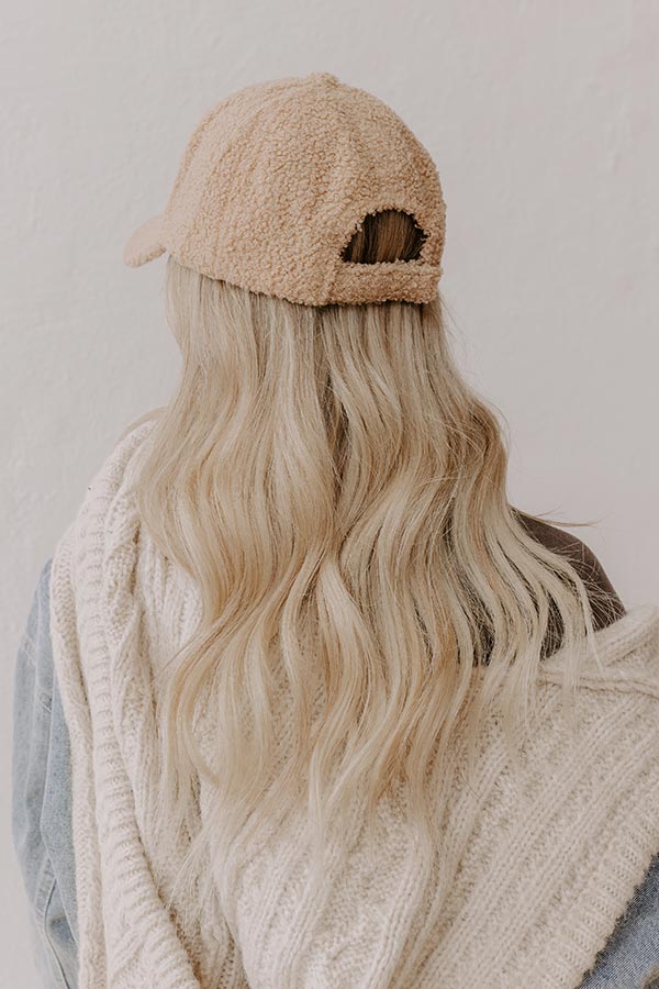 Easy To Style Sherpa Baseball Cap in Iced Latte