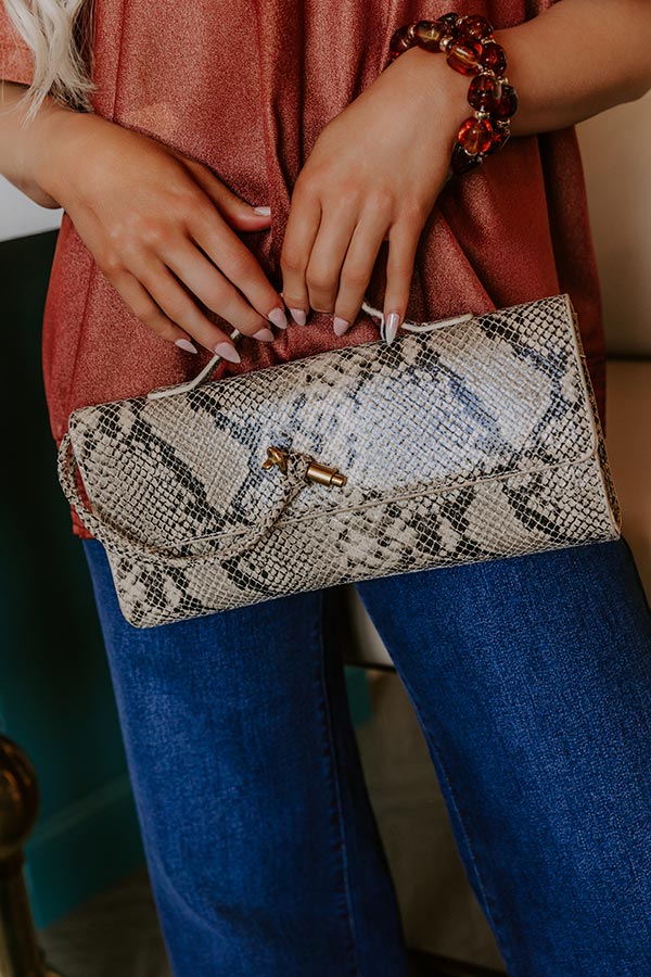 Exclusive Party Faux Leather Purse in Snake Print