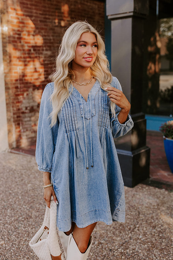 fate denim dress Fate Ruffle Detailed Denim Dress